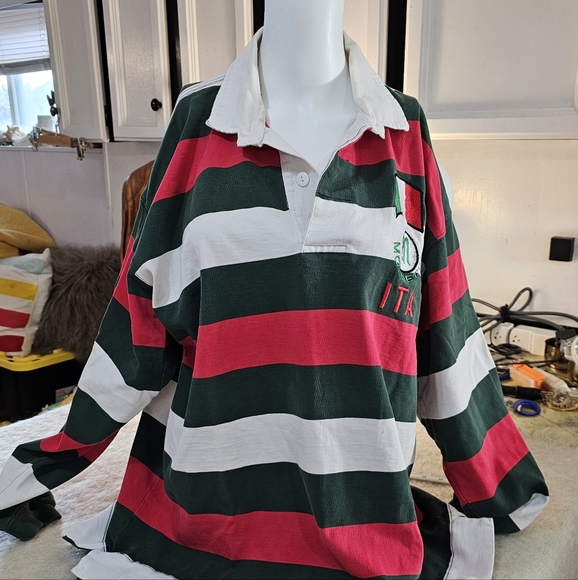 Vintage Mondetta Italy Striped Rugby Shirt - Picture 2 of 6